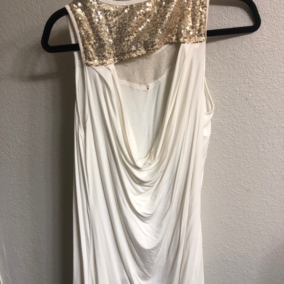 Creame blouse w/ gold sequin - Picture 2 of 2